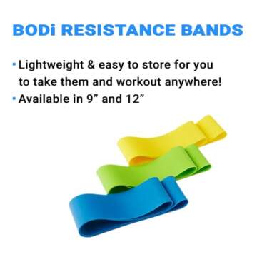 Beachbody Resistance Bands for Booty and Thigh Workouts, Unisex Strength Workout Exercise Loops for Women & Men, Light, Medium & Heavy Resistance Levels, 9 Inch, 3 Pack