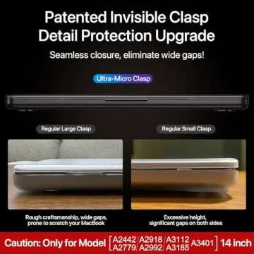 Soonjet for MacBook Pro 14 inch Case 2024-2021 M4 M3 M2 M1 Pro/Max [100% Match Official Color] A3401 A3112 A2992 A2918 A2779 A2442 Matte Cover Protective Hard Shell Case Laptop - Space Black Clear