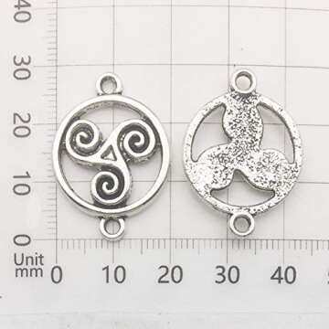 100g (About 50pcs) Craft Supplies Antique Silver Celtic Knot Flower of Life Connector Charms Pendants for Crafting, Jewelry Findings Making Accessory for DIY Necklace Bracelet (M155)