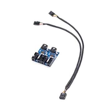 RGEEK 9pin USB Header Male 1 to 4 Female Extension Cable Card Motherboard 9-Pin USB HUB USB 2.0 9 pin Connector Adapter Port