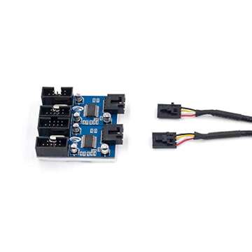 RGEEK 9pin USB Header Male 1 to 4 Female Extension Cable Card Motherboard 9-Pin USB HUB USB 2.0 9 pin Connector Adapter Port