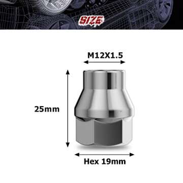 Richeer 24PCS 12x1.5 Chrome Extend Open Lug Nuts for Aftermarket Wheels