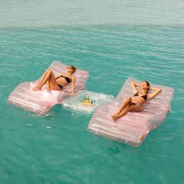 Luxury Clear Pale Pink Chaise Lounger Pool Float for Adults