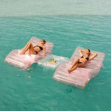 Luxury Clear Pale Pink Chaise Lounger Pool Float for Adults