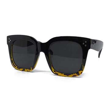 O2 Eyewear 7222 Premium Oversize XXL Women Men Mirror Havana Tilda Shadow Style Fashion Sunglasses (BLACK BROWN/ SMOKE, TILDA HAVANA)