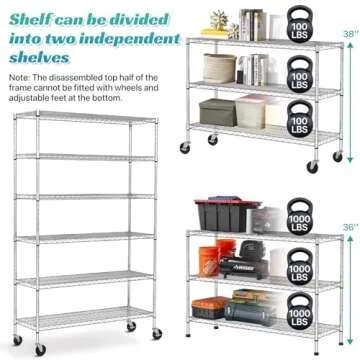 Metal Shelves Rack with 6000Lbs Capacity & Wheels