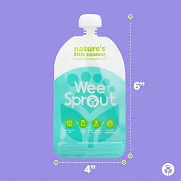 WeeSprout Double Zipper Reusable Food Pouch - 6 Pack - 5 fl oz