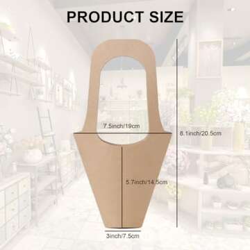 Merkaunis 50 Pcs Flower Bouquet Bags with Handle, Kraft Paper Flowers Gift Bags, Paper Brown Creativ...