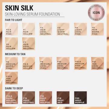Revolution Beauty, Skin Silk Serum Foundation, Light to Medium Coverage, Lightweight & Radiant Finish, Contains Hyaluronic Acid, F10.5 Medium Skin Tones, 0.77 Fl. Oz.