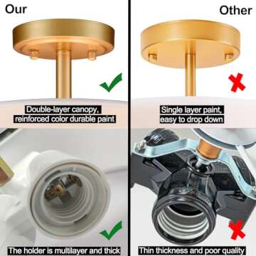 AXILAND Modern Light Fixture Ceiling Mount Flush Mount Drum Ceiling Light Fixture 3 Light Gold Semi Flush Mount Ceiling Light for Hallway Bedroom Entryway Foyer Office