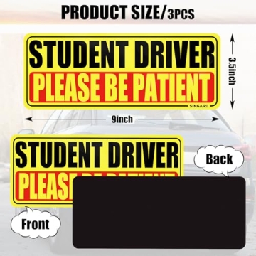 SINGARO Student Driver Magnet Set - 3 Pcs Magnetic Reflective Signs for Safe Driving