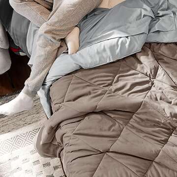 Bedsure Taupe Twin XL Comforter Set - 5 Pieces Reversible Twin XL Bed in a Bag Twin XL Bed Set with ...