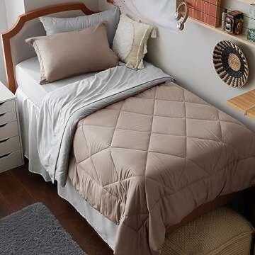 Bedsure Taupe Twin XL Comforter Set - 5 Piece Bedding Set