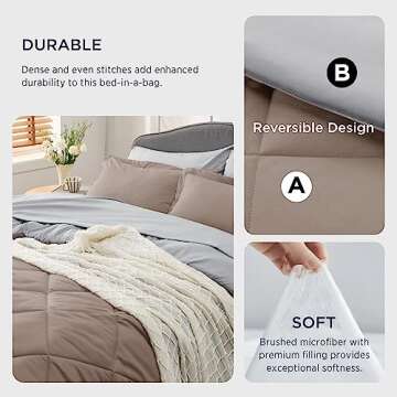 Bedsure Taupe Twin XL Comforter Set - 5 Piece Bedding Set