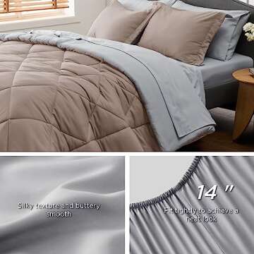 Bedsure Taupe Twin XL Comforter Set - 5 Piece Bedding Set