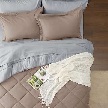 Bedsure Taupe Twin XL Comforter Set - 5 Piece Bedding Set