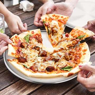 P&P CHEF 12 Inch Pizza Pan Set of 2, Stainless Steel Round Oven Pizza Tray for Pizza, Pie, Cake, Cookie, Non-toxic & Healthy, Easy Clean & Dishwasher Safe