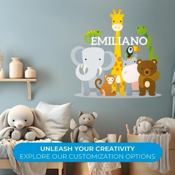 Personalized Jungle Animals Wall Decal for Nursery Decoration