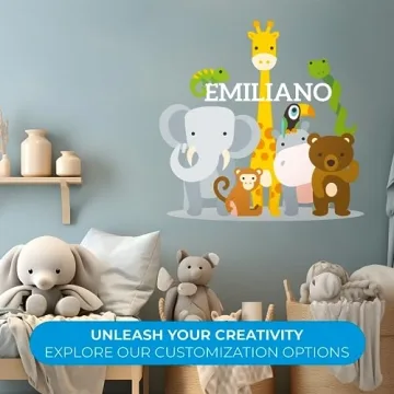 Personalized Jungle Animals Wall Decal for Nursery Decoration
