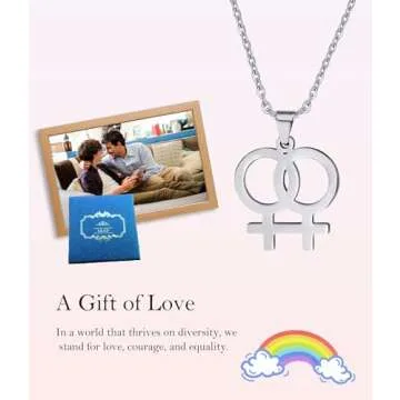XKGD HoBST Gay & Lesbian LGBT Pride Stainless Steel Pendant Necklace FOR Women (Silver, 1)