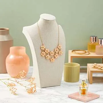 Juvale 12 Inch Linen Jewelry Display Bust, Necklace Mannequin Holder Stand for Retail Stores and Tra...