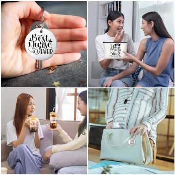 Maxcheck 27 Pcs Nursing Appreciation Gift Set Christmas Nurse week Gift 9 Pcs 16oz Nurse Glass Cups with Lid Straw 9 Rainbow Makeup Bag 9 Keychain for RN Student Graduation Supplies(Nurse)