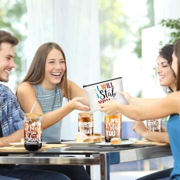 Maxcheck 27 Pcs Nursing Appreciation Gift Set Christmas Nurse week Gift 9 Pcs 16oz Nurse Glass Cups with Lid Straw 9 Rainbow Makeup Bag 9 Keychain for RN Student Graduation Supplies(Nurse)