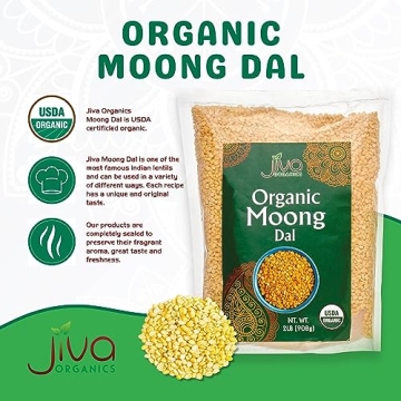 Jiva Organic Yellow Moong Dal 2 Pound Pack - Healthy & Flavorful