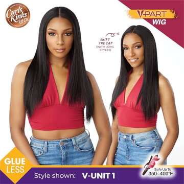 Sensationnel Curls kinksandco vpart wig - unit 1 narrow part glueless natural kinkytexture edged hairline for natural 3c to 4c hair textures (TH1B/COPPER)