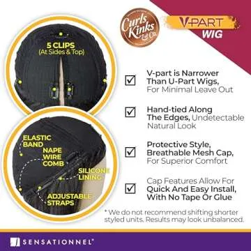 Sensationnel Curls kinksandco vpart wig - unit 1 narrow part glueless natural kinkytexture edged hairline for natural 3c to 4c hair textures (TH1B/COPPER)
