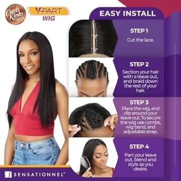 Sensationnel Curls kinksandco vpart wig - unit 1 narrow part glueless natural kinkytexture edged hairline for natural 3c to 4c hair textures (TH1B/COPPER)