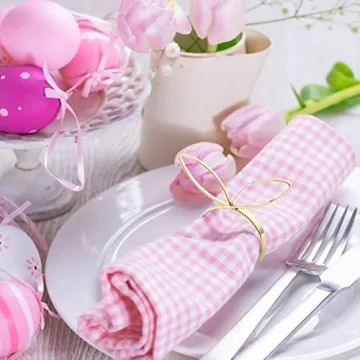KESOTE Easter Napkin Rings Set of 6, Bunny Napkin Rings Gold Napkin Holder Rings for Easter Dinning Table Decorations
