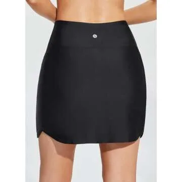 BALEAF Women's Swim Skirt Bottoms High Waisted Modest Bathing Suit Skirt Tummy Control Tankini Swimsuits 2024 Skort with Pocket Liner Swimming Bottoms for Women Black 4XL