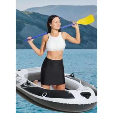 BALEAF Women's Swim Skirt Bottoms High Waisted Modest Bathing Suit Skirt Tummy Control Tankini Swimsuits 2024 Skort with Pocket Liner Swimming Bottoms for Women Black 4XL