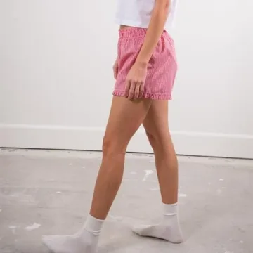 Comfortable Y2K Plaid Shorts with Ruffle Hem for Summer