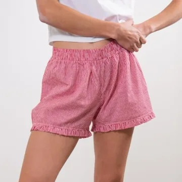 Comfortable Y2K Plaid Shorts with Ruffle Hem for Summer