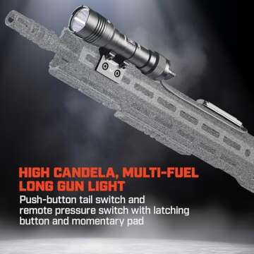 Streamlight 88126 ProTac Rail Mount HL-X Pro 1000-Lumen High Candela Multi-Fuel Long Gun Light, Includes Jack-Cap, M-Lok kit, Pressure Switch, Tool, and CR123A Lithium Batteries, Black