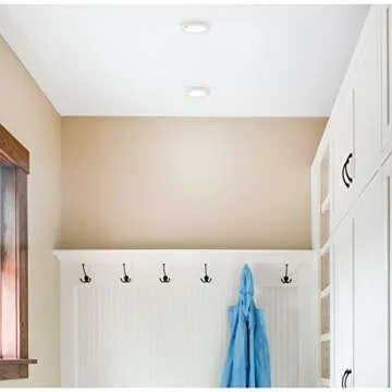 Westinghouse 6111700 6 Inch 7 Watt Energy Star LED Indoor Flush Mount Ceiling Light Fixture with Motion Sensor,3000K, White Finish, White Frosted Shade