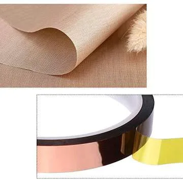 Isbasa 14 Pack Teflon Sheet and High Temp Tapes for Heat Press, 12" x 16" Teflon Heat Press Transfer Sheet, 4 Rolls High Temperature Heat Resistant Tape (12mm X 33m / 0.04 X 108ft)