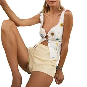 Women Y2K Floral Lace Crop Top for Summer Style