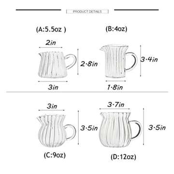CHOOLD Creative Embossed Stripe Clear Crystal Glass Creamer Pitcher/Serving Pitcher/Sauce Pitcher/Mi...