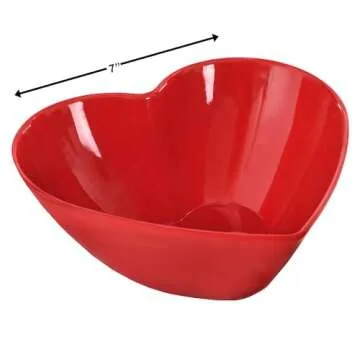 Amscan Charming Red Heart Shaped Melamine Bowl - 7" (1 Pc.) - Premium Quality & Elegant Design - Per...