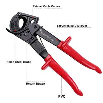 Yangoutool Ratchet Cable Wire Cutter and Heavy Duty Aluminum Copper Ratchet Cable Cutter for Cutting...