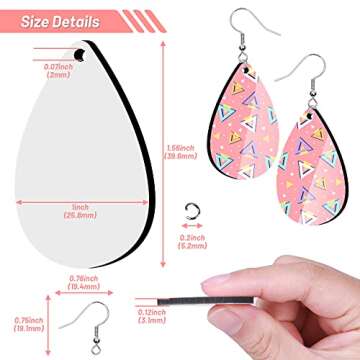 30 Pieces Sublimation Blank Earrings, Ocheyu Sublimation Printing Earrings Unfinished Teardrop Heat Transfer Earring Pendant with Earring Hooks and Jump Rings for Jewelry DIY Making