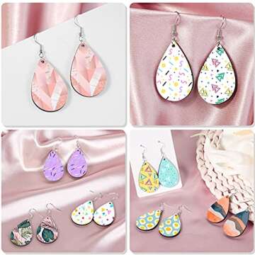 30 Pieces Sublimation Blank Earrings, Ocheyu Sublimation Printing Earrings Unfinished Teardrop Heat Transfer Earring Pendant with Earring Hooks and Jump Rings for Jewelry DIY Making