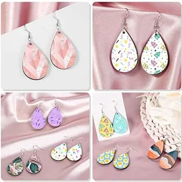 30 Pieces Sublimation Blank Earrings, Ocheyu Sublimation Printing Earrings Unfinished Teardrop Heat Transfer Earring Pendant with Earring Hooks and Jump Rings for Jewelry DIY Making