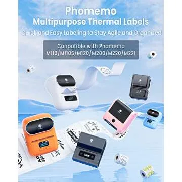 Phomemo Clear Square/Rectangle Labels 1.57'' x 1.18'', for Phomemo M110/M110S/M120/M200/M220 Label Maker, 230 Labels/1 Roll, Thermal Sticker Label for Address, Barcod, Note
