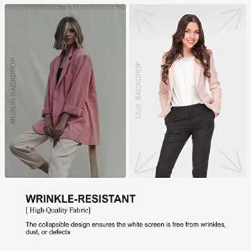 Julius Studio (Pull-Up Style) 5 x 6.2 ft. / 60 x 75 inch White Screen, Collapsible Pure White Background, Pull Up Roll Down Auto Locking, No Wrinkle, Portable Handle Grip, Easy Install & Fold, JSAG665