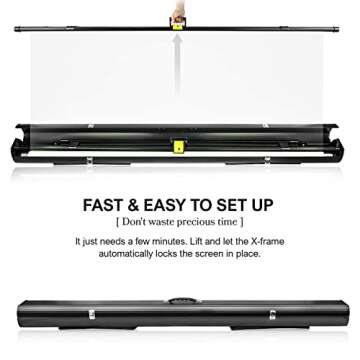 Julius Studio (Pull-Up Style) 5 x 6.2 ft. / 60 x 75 inch White Screen, Collapsible Pure White Background, Pull Up Roll Down Auto Locking, No Wrinkle, Portable Handle Grip, Easy Install & Fold, JSAG665