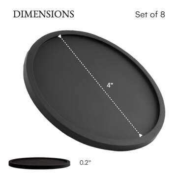 Barvivo Silicone Coasters with Holder Set of 8 - Cup Coasters for Indoor and Outdoor, Perfect Durable Coaster for Tabletop Protection, Anti Slip, Suitable for All Drinks and Table Types - Black